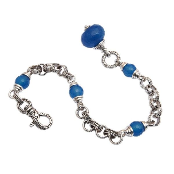 Alternate image for Sterling Silver and Blue Chalcedony Link Bracelet Sublime Blue