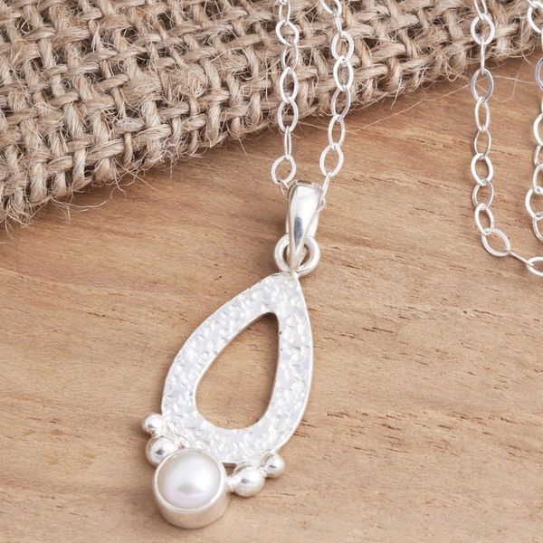 Alternate image for Hammered Sterling Silver and Cultured Pearl Pendant Necklace Purpose