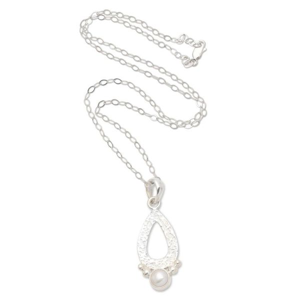 Alternate image for Hammered Sterling Silver and Cultured Pearl Pendant Necklace Purpose