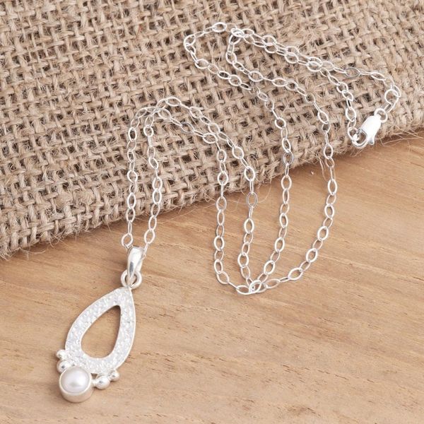 Alternate image for Hammered Sterling Silver and Cultured Pearl Pendant Necklace Purpose