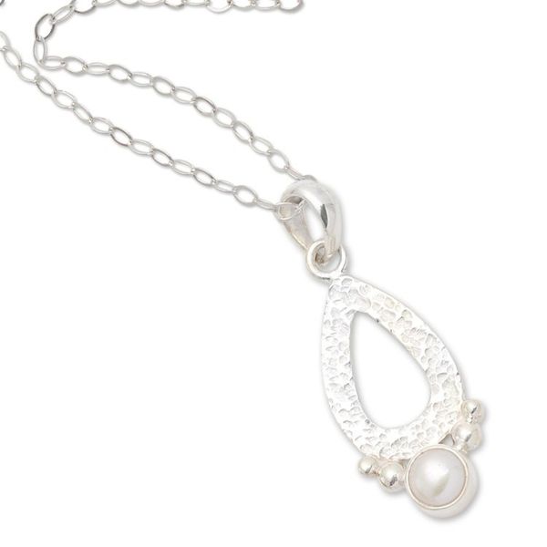 Alternate image for Hammered Sterling Silver and Cultured Pearl Pendant Necklace Purpose