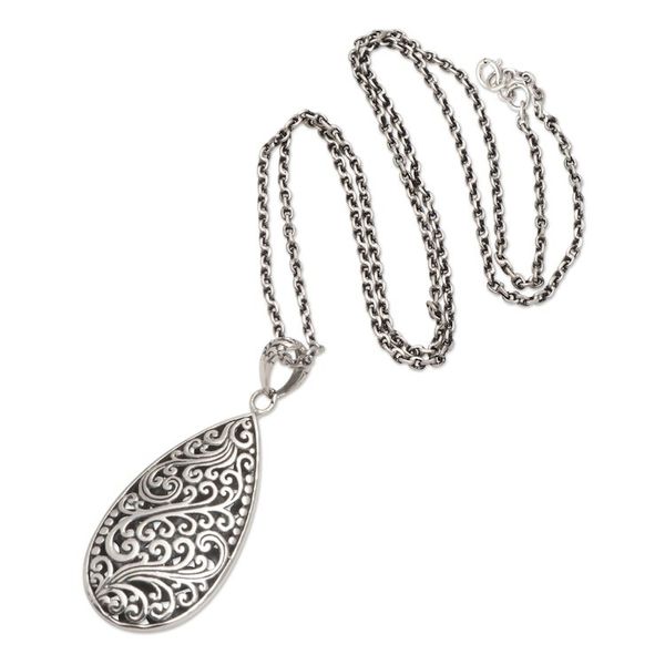Alternate image for Hand Made Sterling Silver Pendant Necklace Decorative Pear