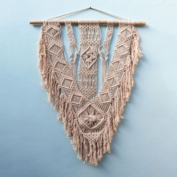 Alternate image for Cotton Macrame Wall Hanging on Bamboo Rod Victory Banner