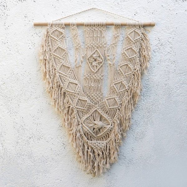 Alternate image for Cotton Macrame Wall Hanging on Bamboo Rod Victory Banner