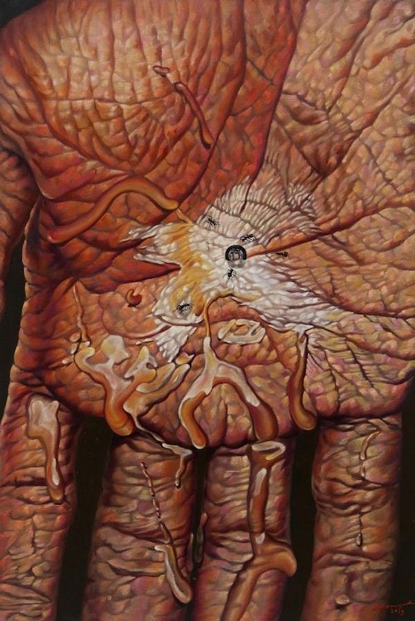 Alternate image for Oil on Canvas Palm Painting White Sign