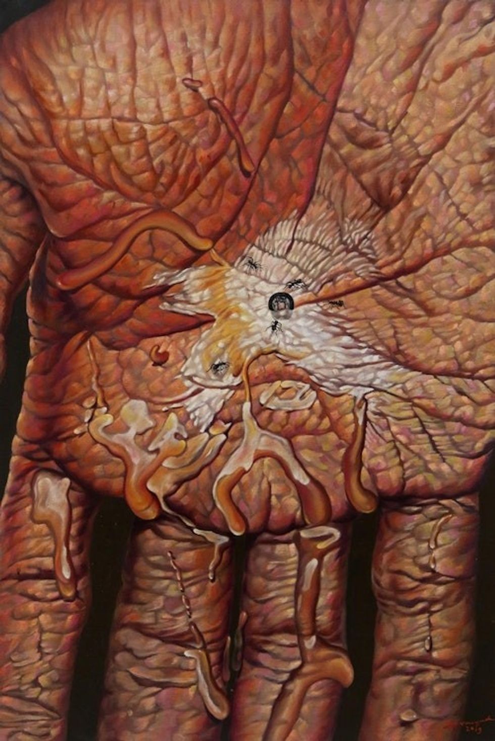 Oil on Canvas Palm Painting 'White Sign'