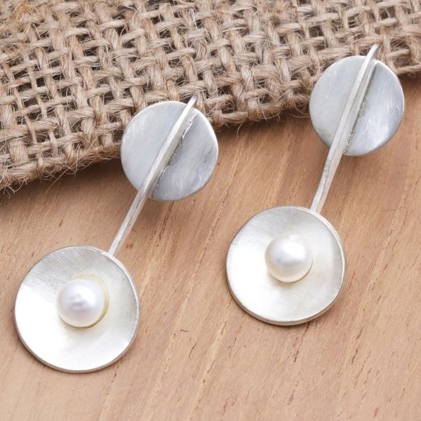 Alternate image for Hand Crafted Pearl and Sterling Silver Drop Earrings Silver Spoons
