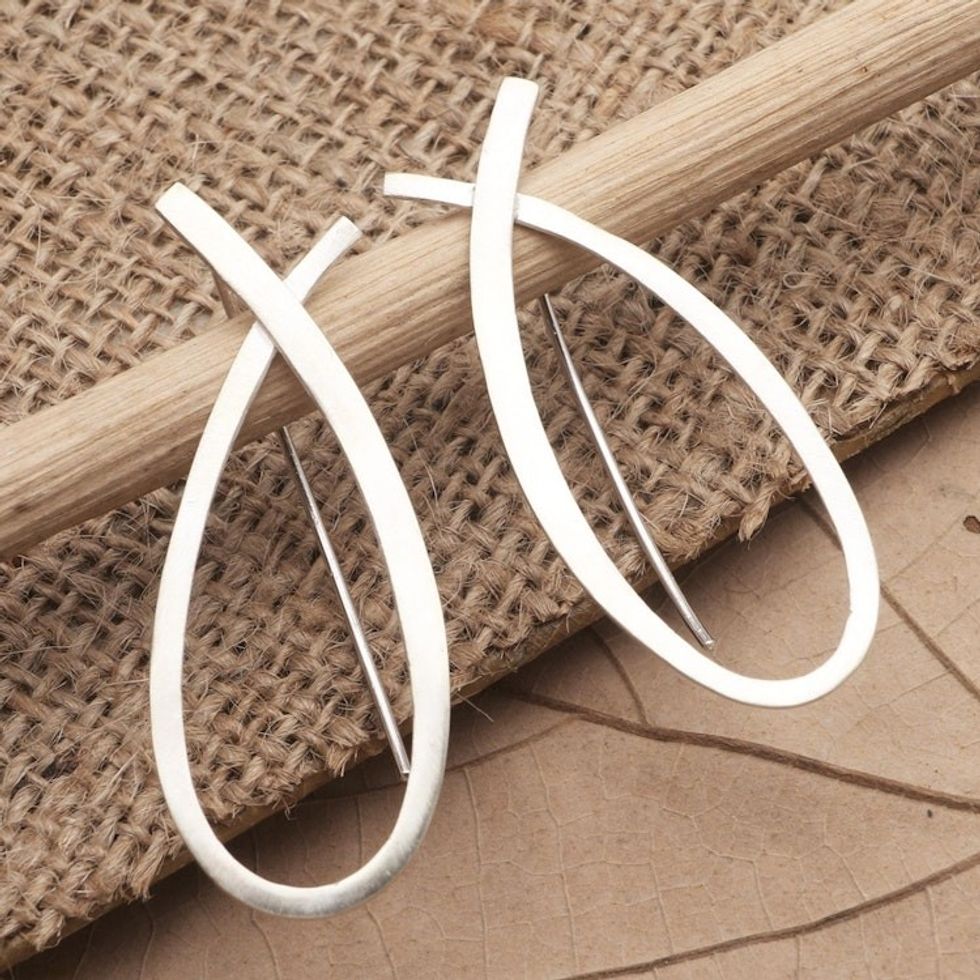 Hand Crafted Sterling Silver Drop Earrings 'Simplicity in Silver'