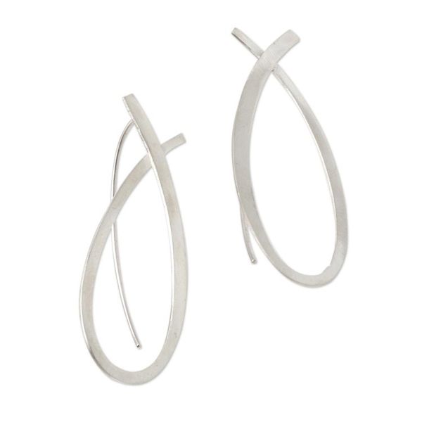 Alternate image for Hand Crafted Sterling Silver Drop Earrings Simplicity in Silver