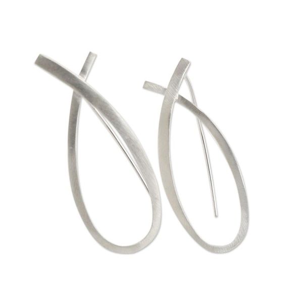 Alternate image for Hand Crafted Sterling Silver Drop Earrings Simplicity in Silver