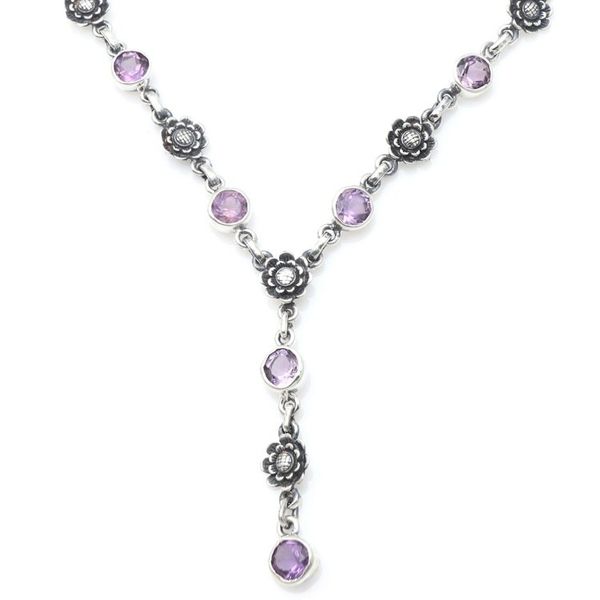 Alternate image for Sterling Silver and Amethyst Floral Pendant Necklace Imperial Sunflowers