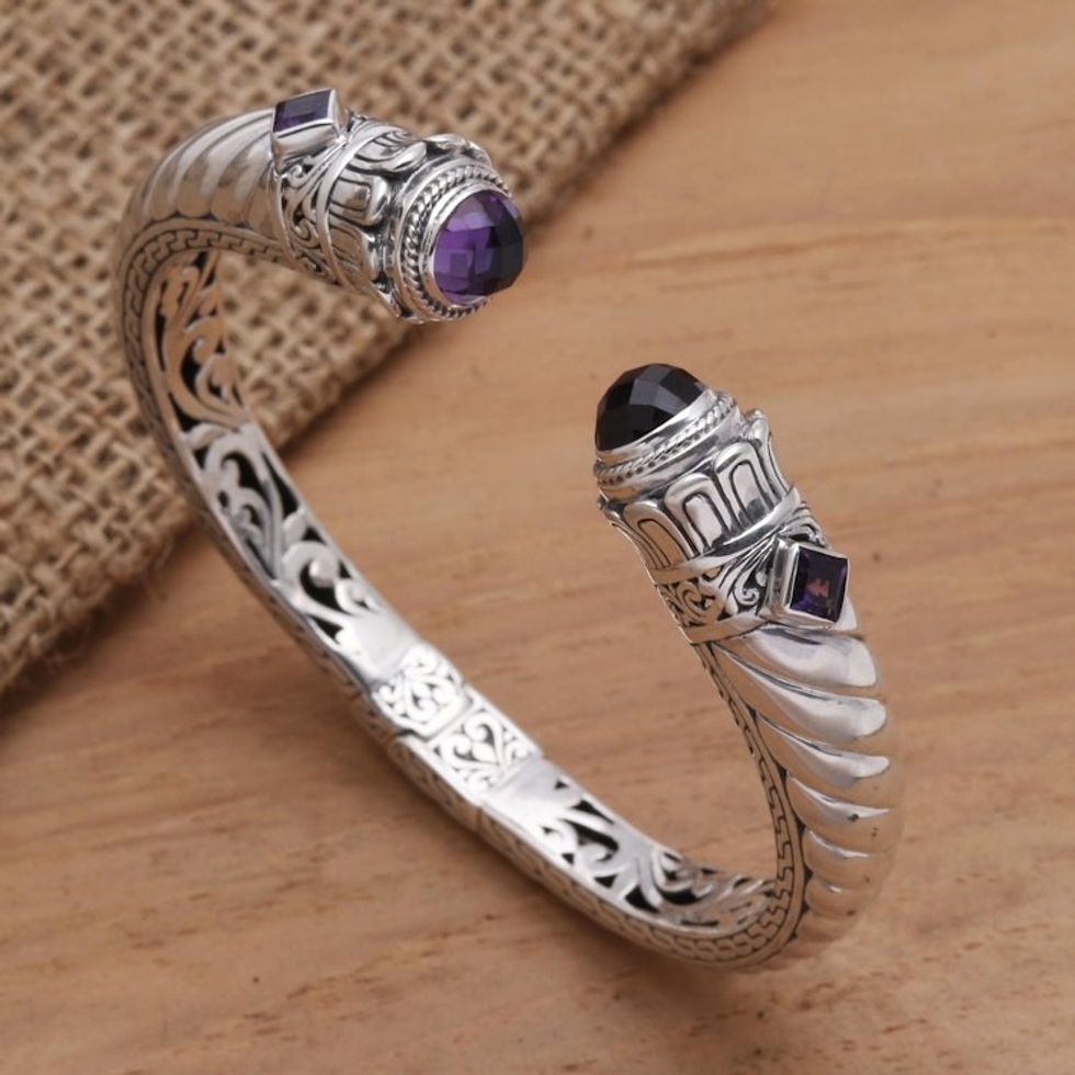 Amethyst and Sterling Silver Cuff Bracelet 'Aspire'