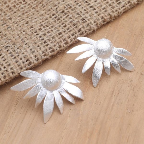 Alternate image for Floral-Motif Sterling Silver Drop Earrings Soul Flower