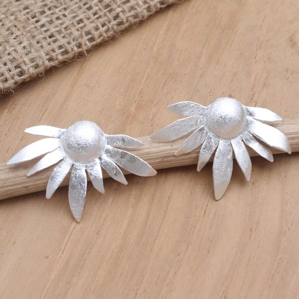 Alternate image for Floral-Motif Sterling Silver Drop Earrings Soul Flower