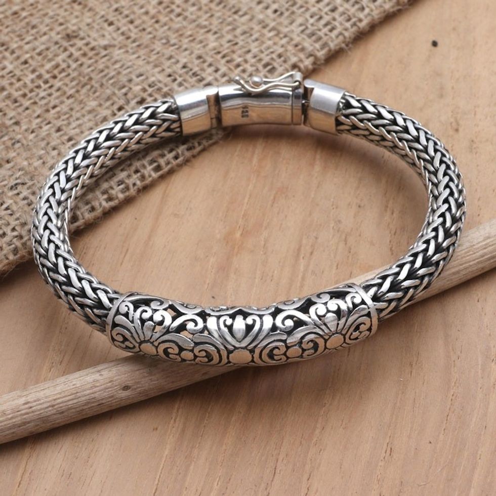 Sterling Silver Braided Naga Chain Bracelet 'Ancient Beast'