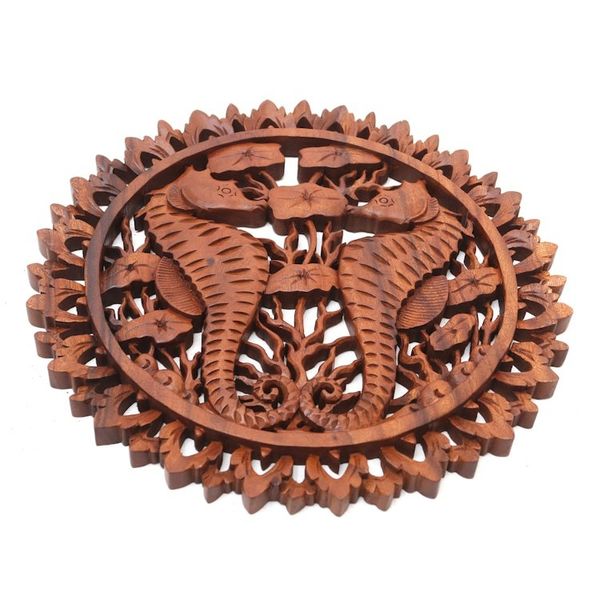 Alternate image for Handmade Suar Wood Relief Panel Seahorse Couple