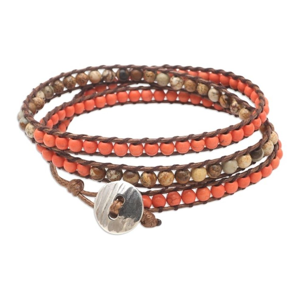Hand Made Howlite and Jasper Wrap Bracelet 'Under the Skin'