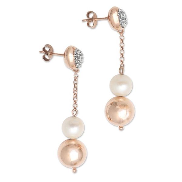 Alternate image for Rose Gold-Plated Cultured Pearl Dangle Earrings Rosy Lanterns