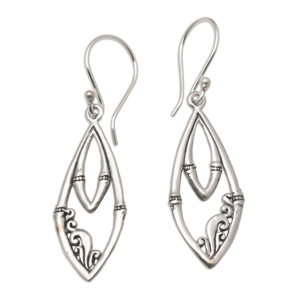 Alternate image for Hand Crafted Sterling Silver Dangle Earrings Stylish Woman