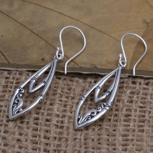 Alternate image for Hand Crafted Sterling Silver Dangle Earrings Stylish Woman