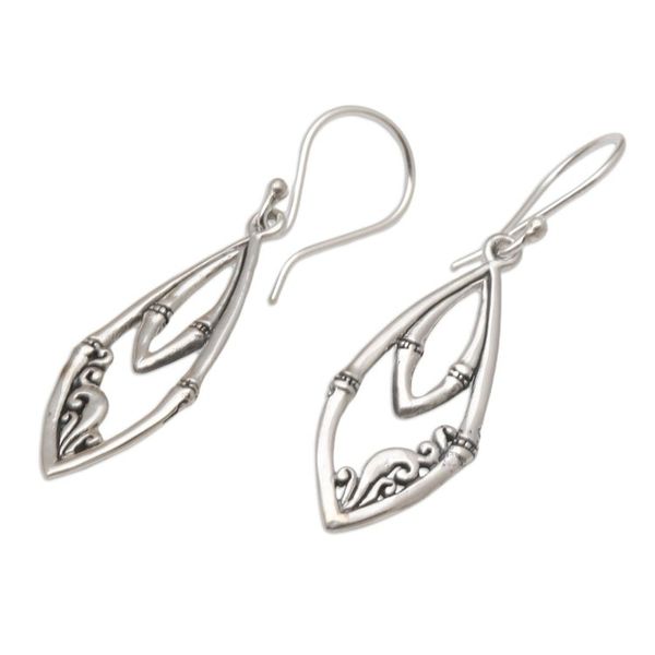 Alternate image for Hand Crafted Sterling Silver Dangle Earrings Stylish Woman