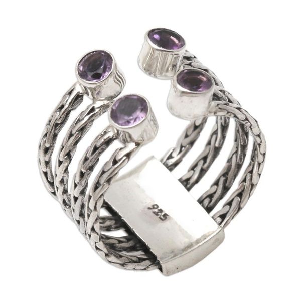 Alternate image for Amethyst and Sterling Silver Cocktail Ring Crab Eyes