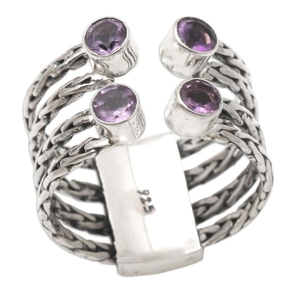 Alternate image for Amethyst and Sterling Silver Cocktail Ring Crab Eyes