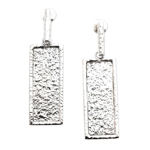 Alternate image for Hand Crafted Sterling Silver Dangle Earrings Reflecting Mirror