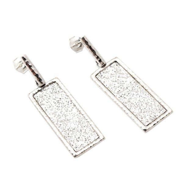 Alternate image for Hand Crafted Sterling Silver Dangle Earrings Reflecting Mirror