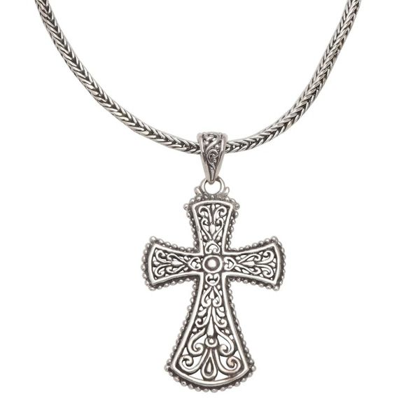 Alternate image for Oxidized Sterling Silver Cross Pendant Necklace Modern Faith