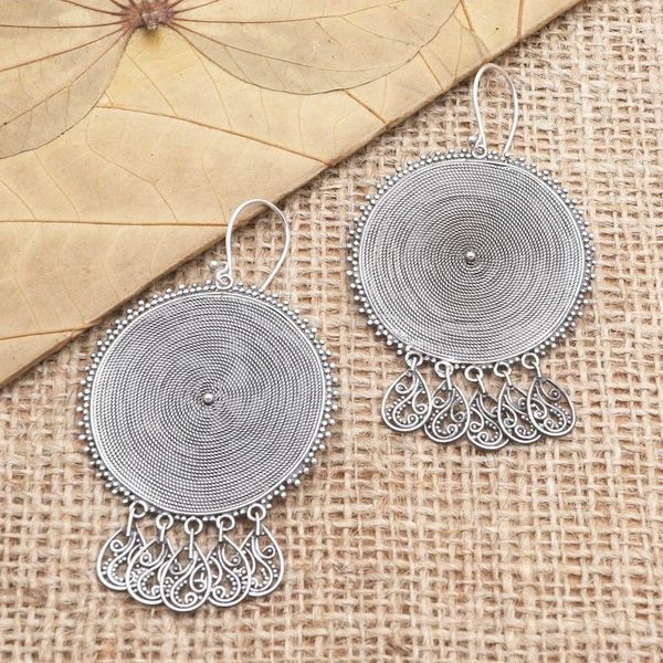 Alternate image for Hand Made Sterling Silver Dangle Earrings Spinning Dreams