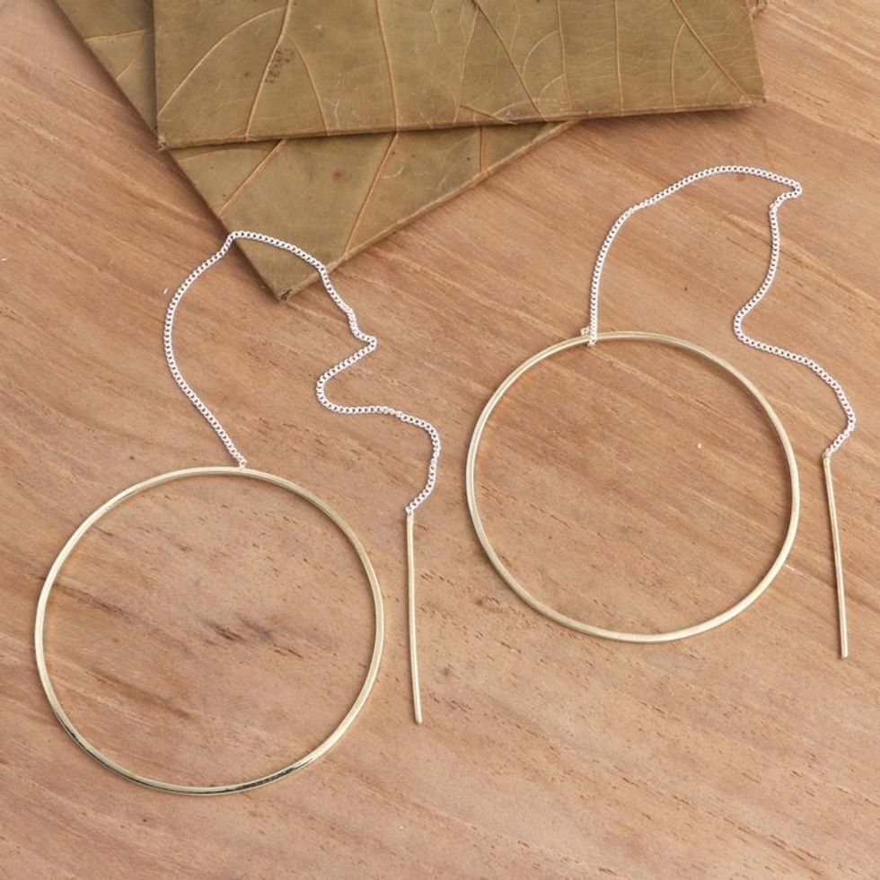 Gold Plated Threader Earrings Single Circle 'Golden Single Circle'