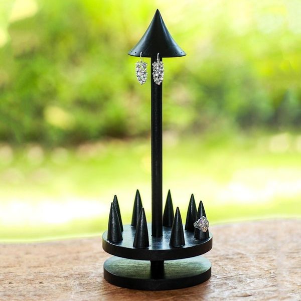 Alternate image for Artisan Crafted Jempinis Wood Jewelry Holder Black Umbrella
