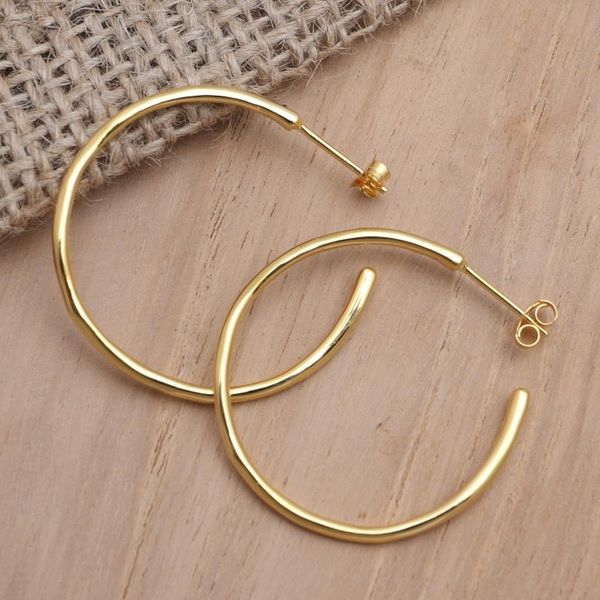 Alternate image for Gold-Plated Brass Half-Hoop Earrings Almost There