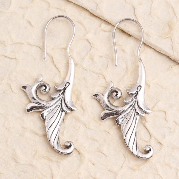 Alternate image for Hand Made Sterling Silver Flower Drop Earrings Ancient Flowers