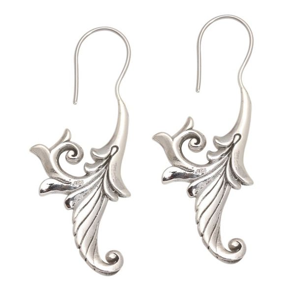 Alternate image for Hand Made Sterling Silver Flower Drop Earrings Ancient Flowers