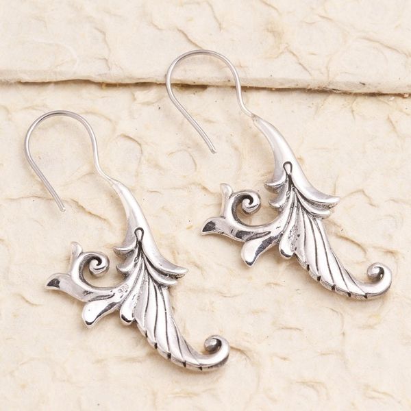 Alternate image for Hand Made Sterling Silver Flower Drop Earrings Ancient Flowers