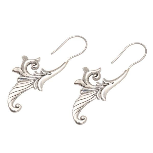 Alternate image for Hand Made Sterling Silver Flower Drop Earrings Ancient Flowers