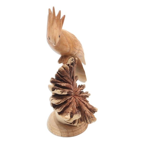 Alternate image for Hand Crafted Jempinis Wood Cockatoo Statuette Single Cockatoo