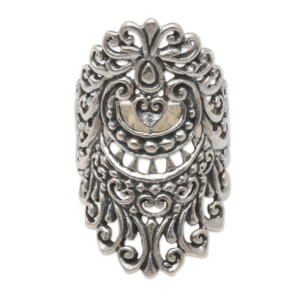 Alternate image for Handmade Balinese Sterling Silver Cocktail Ring Dayak Women