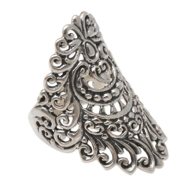Alternate image for Handmade Balinese Sterling Silver Cocktail Ring Dayak Women