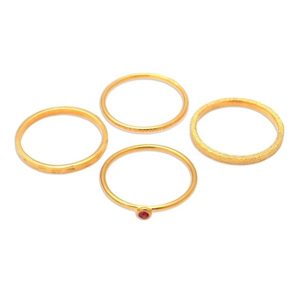 Alternate image for Gold-Plated Cubic Zirconia Stacking Rings Set of 4 Pink Slip in Gold