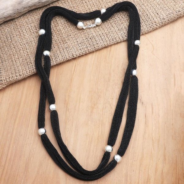 Alternate image for Sterling Silver Plated and Mesh Station Necklace from Bali Two Nights