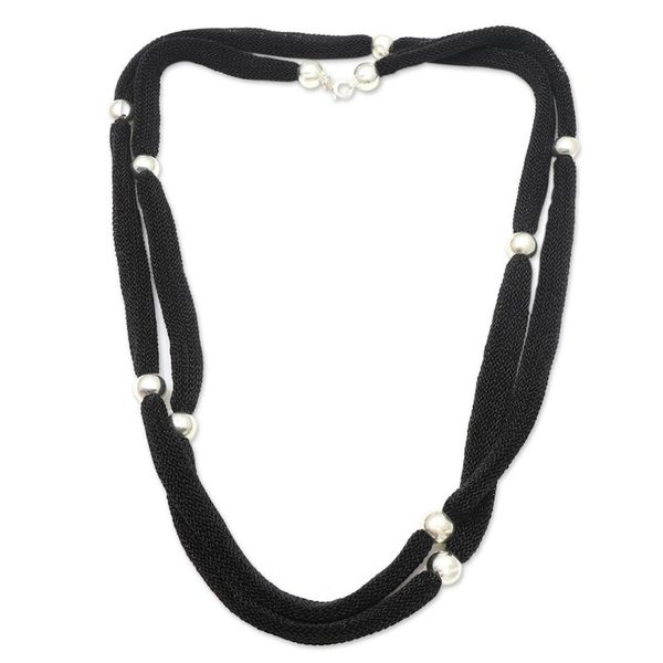 Alternate image for Sterling Silver Plated and Mesh Station Necklace from Bali Two Nights