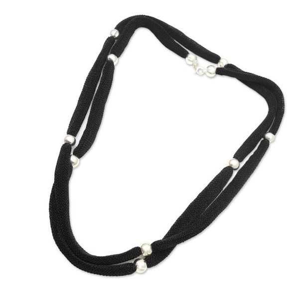 Alternate image for Sterling Silver Plated and Mesh Station Necklace from Bali Two Nights