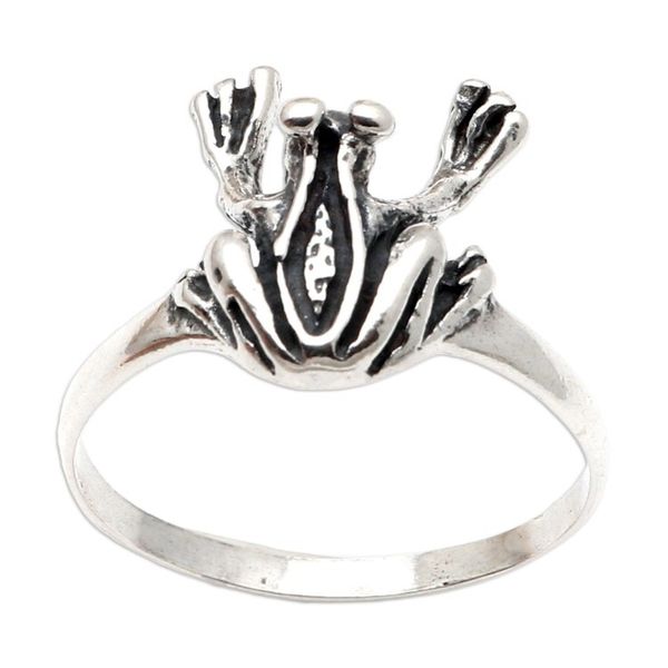 Alternate image for Sterling Silver Frog-Themed Cocktail Ring Dancing Frog