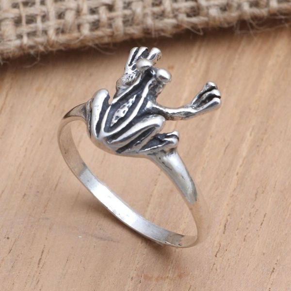 Alternate image for Sterling Silver Frog-Themed Cocktail Ring Dancing Frog