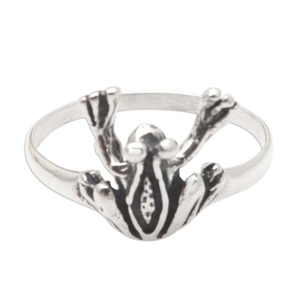 Alternate image for Sterling Silver Frog-Themed Cocktail Ring Dancing Frog