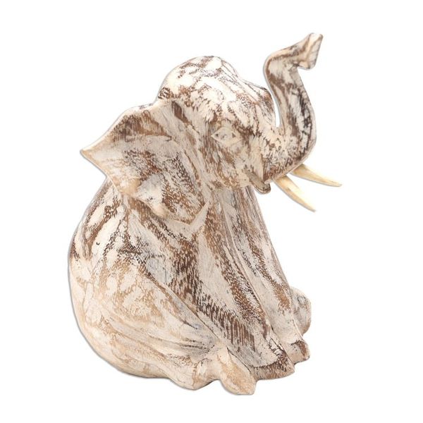 Alternate image for Rustic Distressed Elephant Sculpture Rustic Sitting Elephant