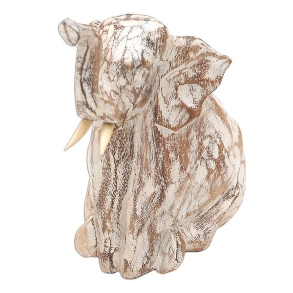 Alternate image for Rustic Distressed Elephant Sculpture Rustic Sitting Elephant